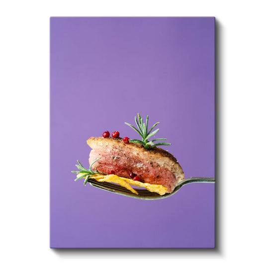 Gurme Lokma - Kaşıkta Sunulan Et Lezzeti Kanvas Tablo