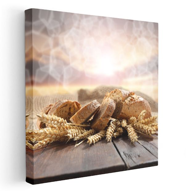 Fırından Taze - Rustik Ekmek ve Buğday Kanvas Tablo