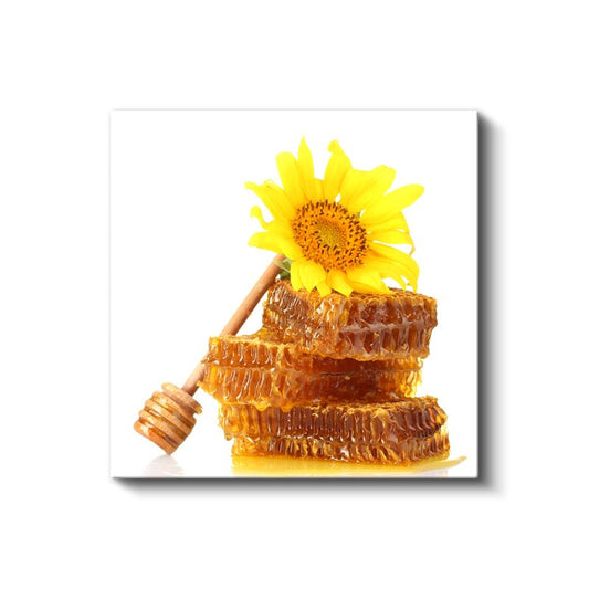 Altın Bal Peteği - Ayçiçeği Dokunuşlu Tatlı Lezzet Kanvas Tablo