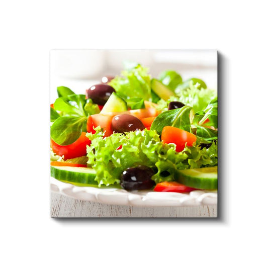 Taze Bahçe Salatası - Zeytinli Yeşillik Ziyafeti Kanvas Tablo