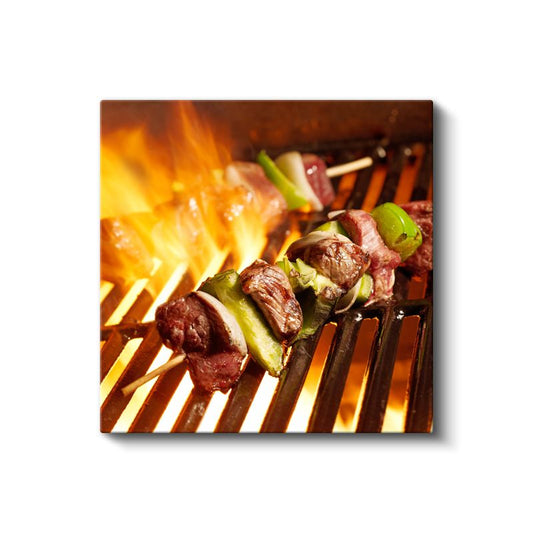 Mangal Keyfi - Ateşte Pişen Şiş Kebap Kanvas Tablo