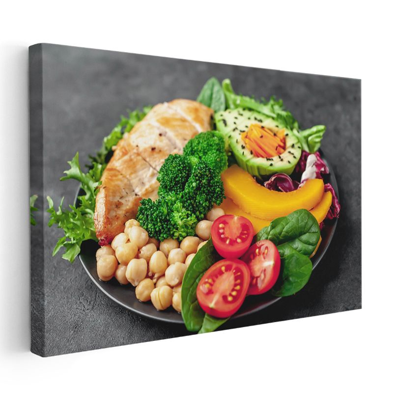 Protein Tabağı - Renkli Sağlıklı Beslenme Kanvas Tablo