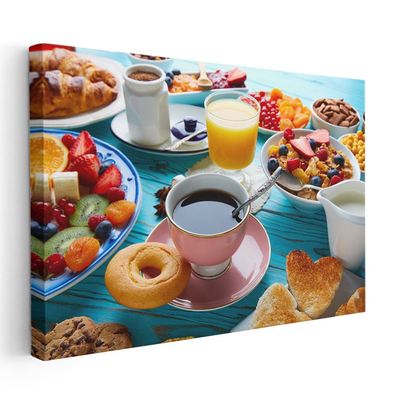 Zengin Kahvaltı - Tatlı ve Tuzlu Lezzetler Kanvas Tablo