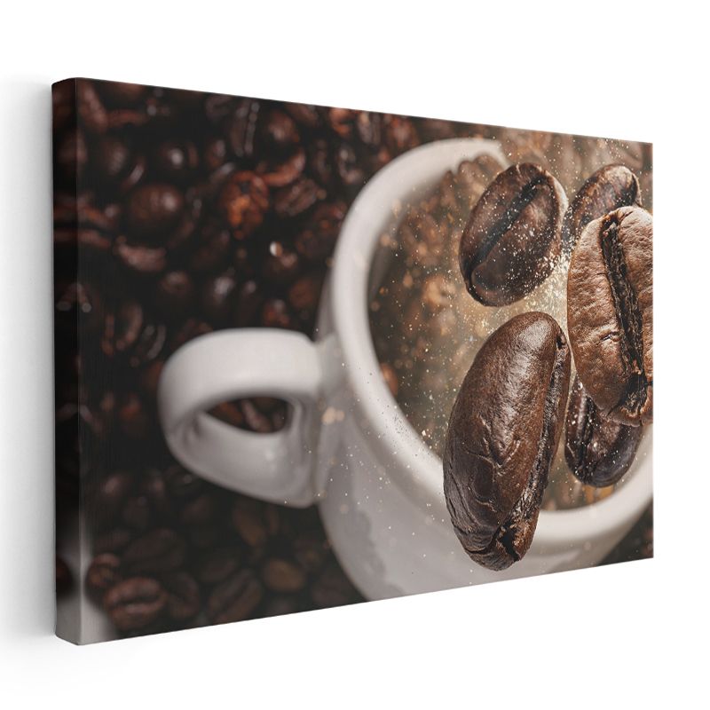 Kahve Çekirdekleri - Aromalı Fincan Kanvas Tablo