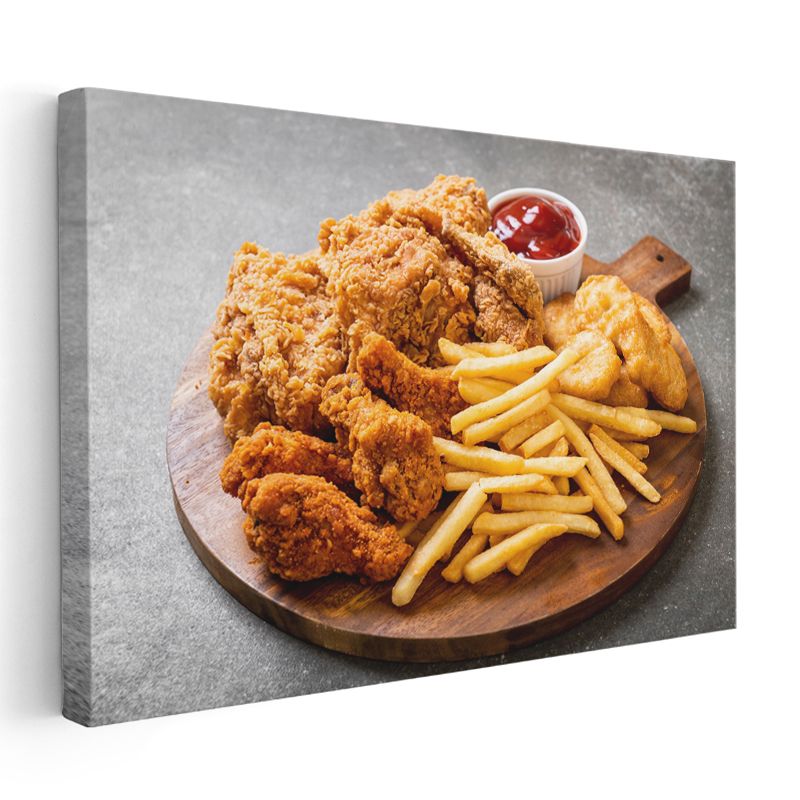 Çıtır Tavuk - Altın Patates Kızartması Kanvas Tablo