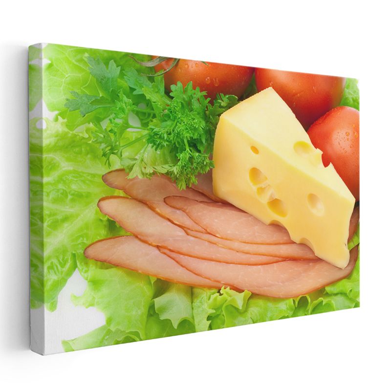 Kahvaltı Tabağı - Peynir ve Jambon Çeşitleri Kanvas Tablo