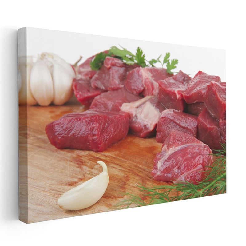 Taze Et Parçaları - Sarımsaklı Lezzetli Kuşbaşı Kanvas Tablo