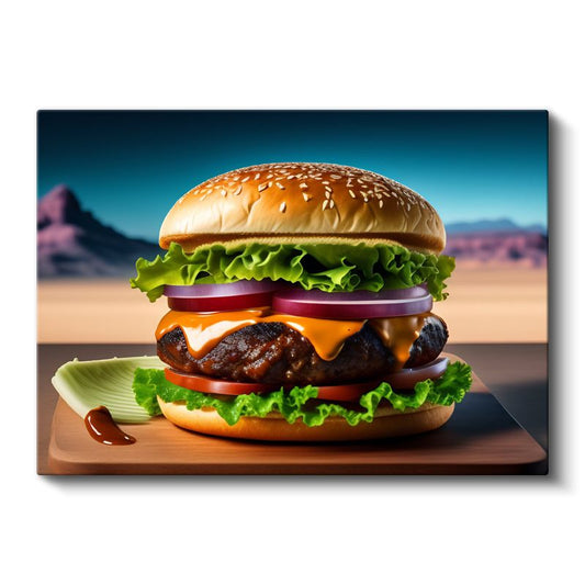 Klasik Cheeseburger - Taze Sebzeli Gurme Lezzet Kanvas Tablo
