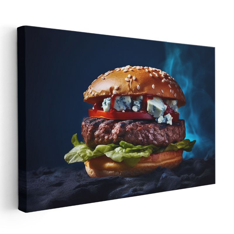 Rokfor Peynirli Burger - Özel Harmanlanmış Et Lezzeti Kanvas Tablo