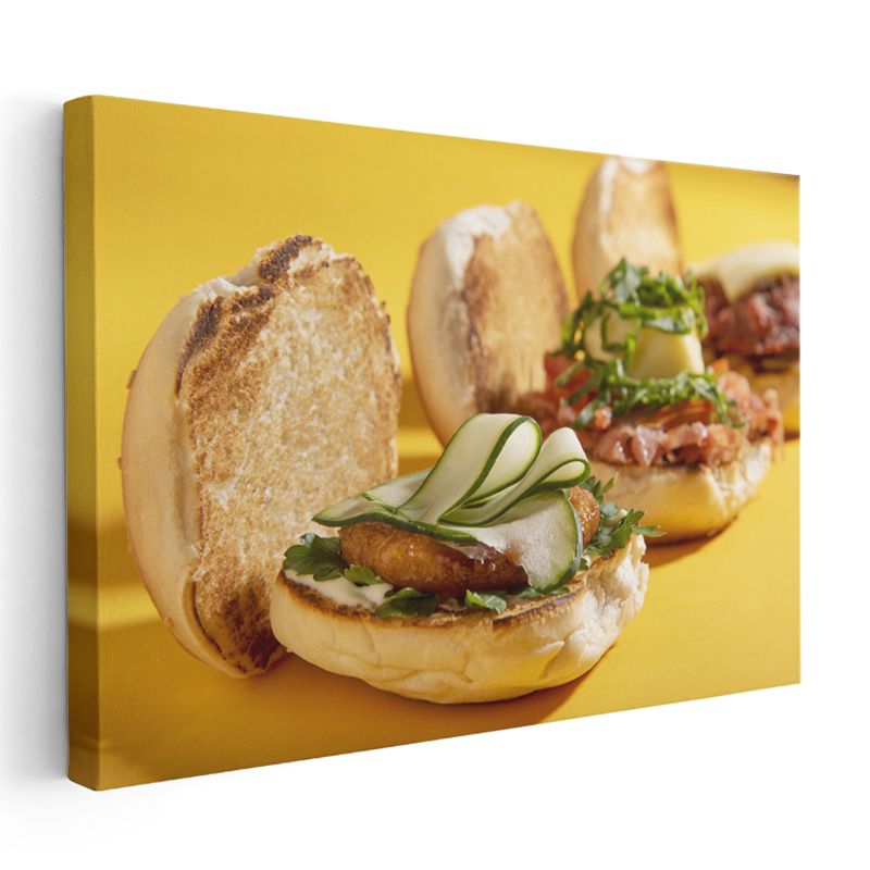Gourmet Hamburgerler - Taze Sebzeli Mini Sandviçler Kanvas Tablo