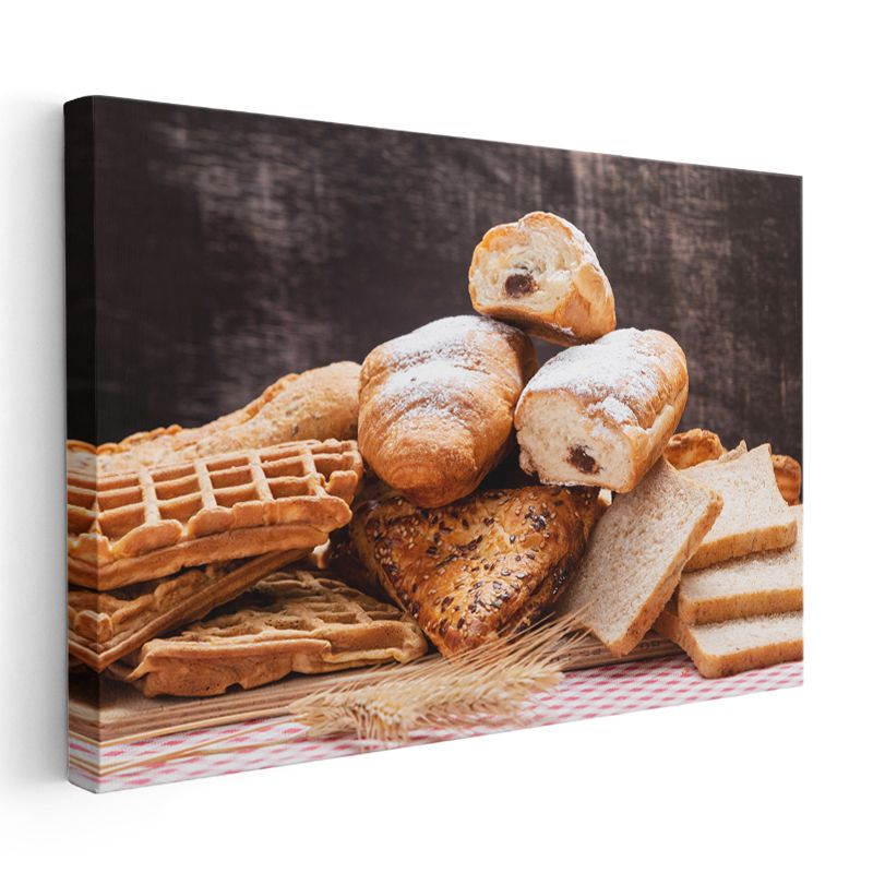 Fırın Ürünleri - Taze Ekmek ve Unlu Mamuller Koleksiyonu Kanvas Tablo