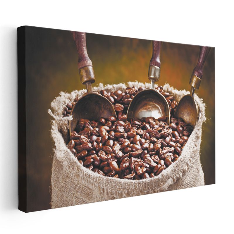 Kahve Çekirdekleri - Ölçü Kaşıklarıyla Hazırlık Kanvas Tablo
