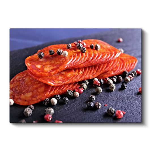 Baharatlı Sucuk Dilimleri - Gurme Aperatif Lezzeti Kanvas Tablo