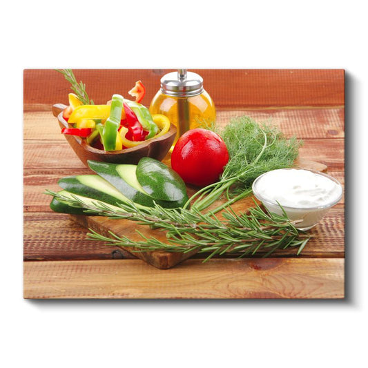 Zeytinyağlı Sebzeler - Sağlıklı Mutfak Kompozisyonu Kanvas Tablo