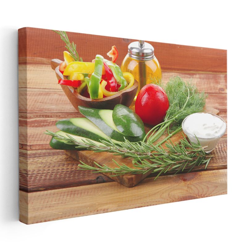 Zeytinyağlı Sebzeler - Sağlıklı Mutfak Kompozisyonu Kanvas Tablo