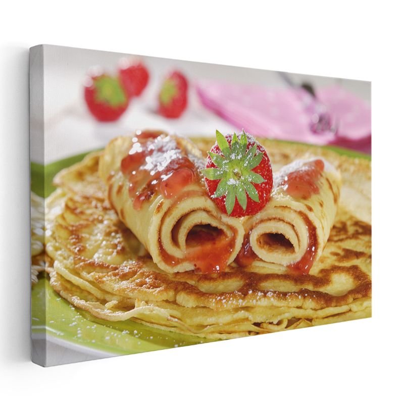 Krep Tatlısı - Çilekli Gurme Lezzet Kanvas Tablo