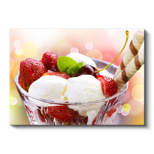 Dondurma Keyfi - Taze Meyveli Vanilyalı Dondurma Kanvas Tablo