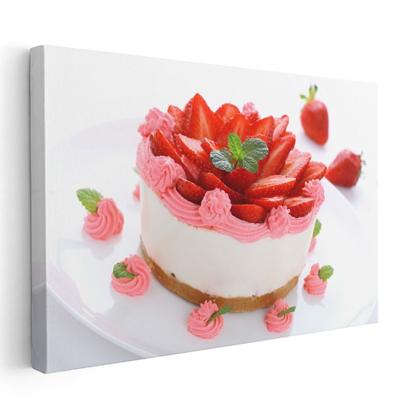 Çilekli Pasta - Nefis Kremalı Tatlı Kanvas Tablo