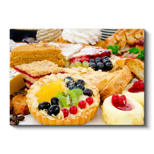 Tatlı Şöleni - Meyveli Pasta Çeşitleri Kanvas Tablo