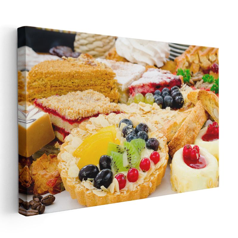 Tatlı Şöleni - Meyveli Pasta Çeşitleri Kanvas Tablo