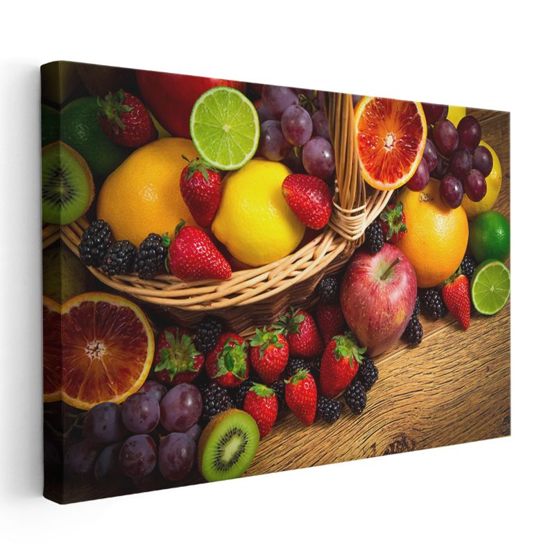 Meyve Cenneti - Taze Renkli Meyveler Kanvas Tablo