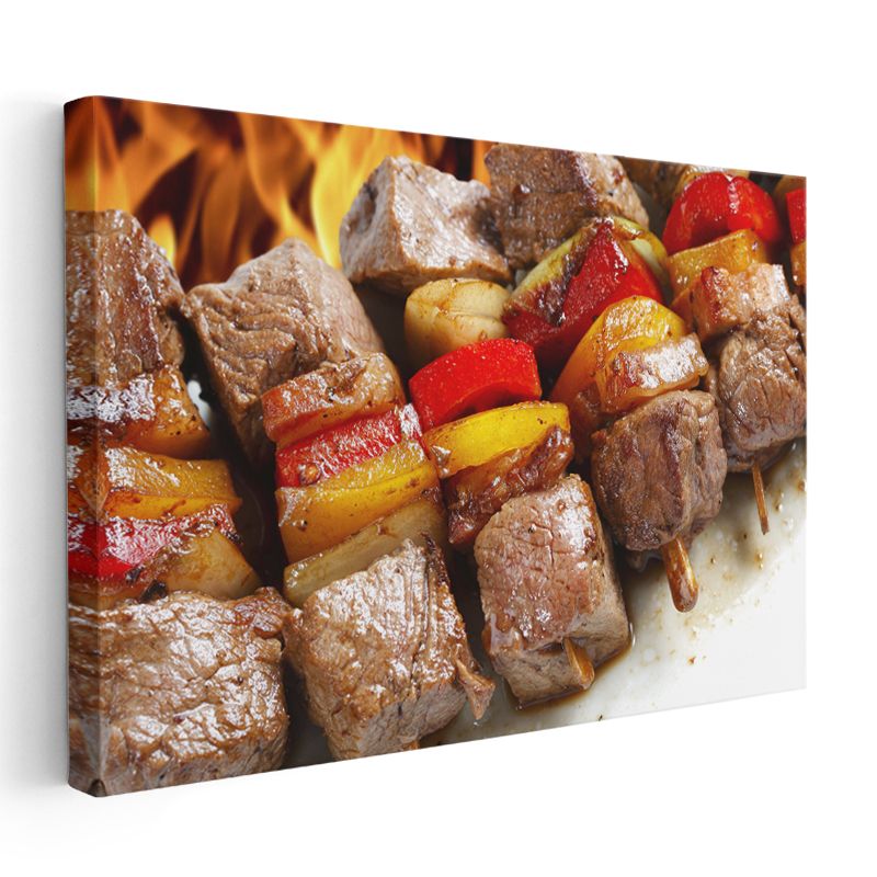 Et Şiş Ziyafeti - Sebzeli Izgara Şiş Kanvas Tablo