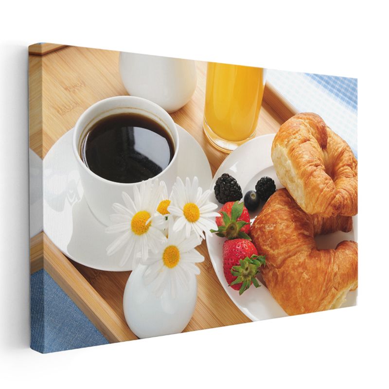 Kahvaltı Keyfi - Kruvasan ve Taze Meyveler Kanvas Tablo