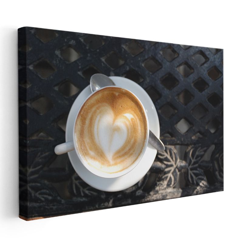 Latte Art - Kalp Desenli Kahve Keyfi Kanvas Tablo