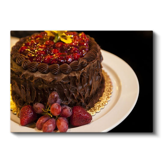 Çikolatalı Meyve Pastası - Taze Meyvelerle Süslenmiş Lezzet Kanvas Tablo