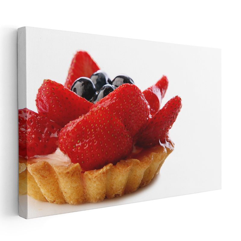 Çilekli Tart - Taze Meyvelerle Bezeli Mini Tatlı Kanvas Tablo