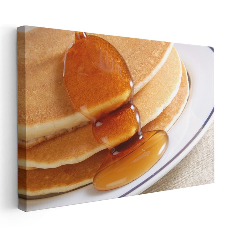 Akçaağaç Şuruplu Pancake - Altın Rengi Kahvaltı Lezzeti Kanvas Tablo