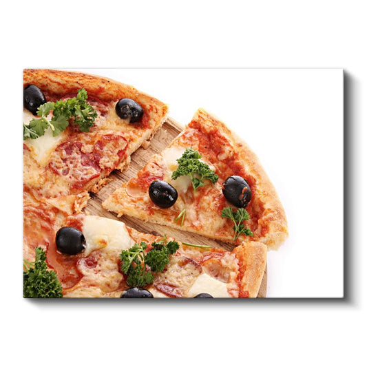 İtalyan Pizzası - Zeytinli ve Peynirli Dilim Kanvas Tablo