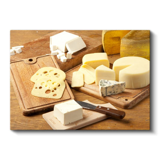 Gurme Peynir Çeşitleri - Ahşap Kesme Tahtasında Sunulmuş Lezzetler Kanvas Tablo