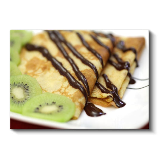 Çikolatalı Krep - Taze Kivi Dilimli Tatlı Kanvas Tablo
