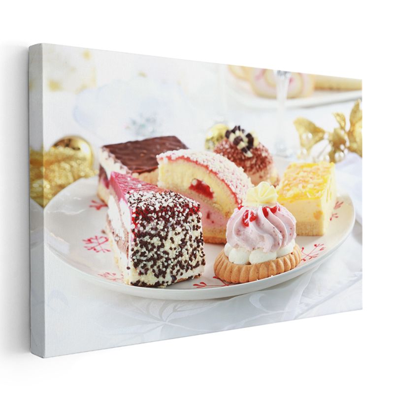 Tatlı Çeşitleri - Renkli Pasta ve Kek Koleksiyonu Kanvas Tablo