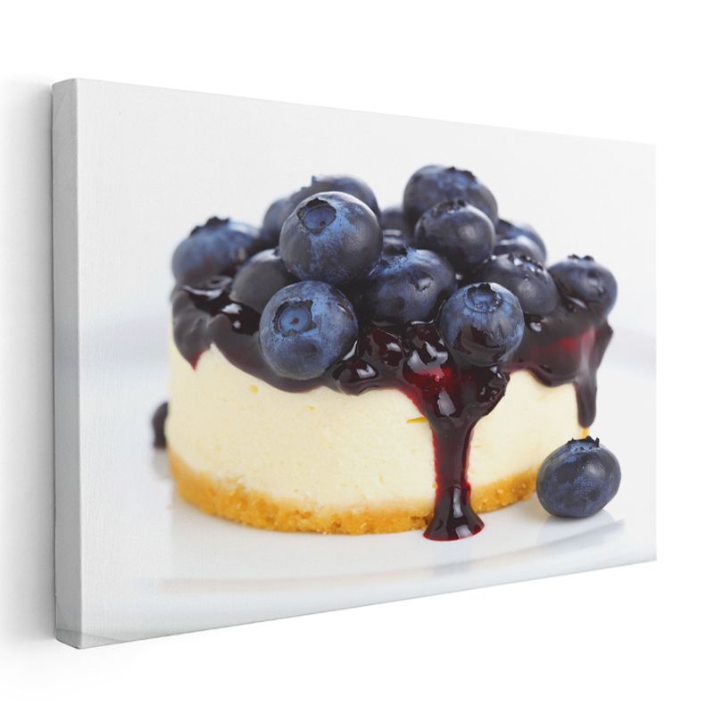 Yaban Mersinli Cheesecake - Tatlı Meyve Sosu Kanvas Tablo
