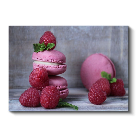 Frambuazlı Makaron - Zarif Fransız Tatlı Sunumu Kanvas Tablo