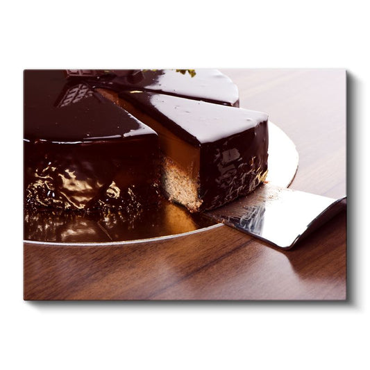 Çikolatalı Pasta Dilimi - Parlak Ganaj Soslu Lezzet Kanvas Tablo