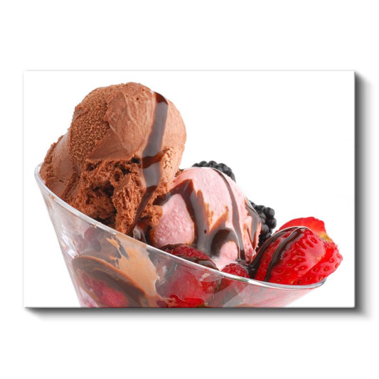 Çikolatalı Dondurma - Meyve Parçacıklı Cam Kasede Sunum Kanvas Tablo