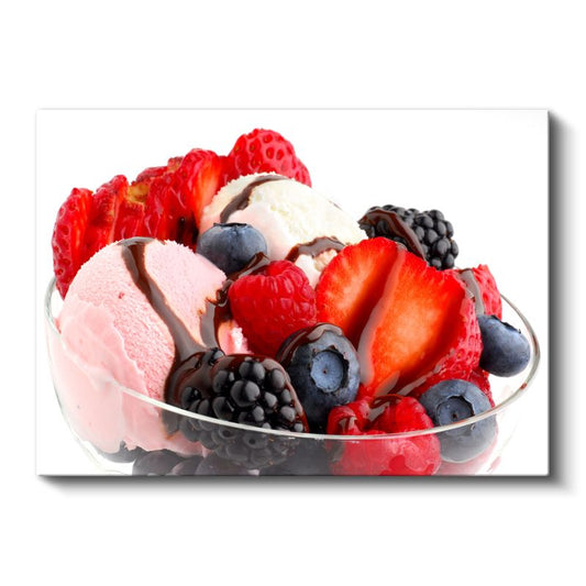 Meyveli Dondurma - Orman Meyveleri ve Krema Karışımı Kanvas Tablo