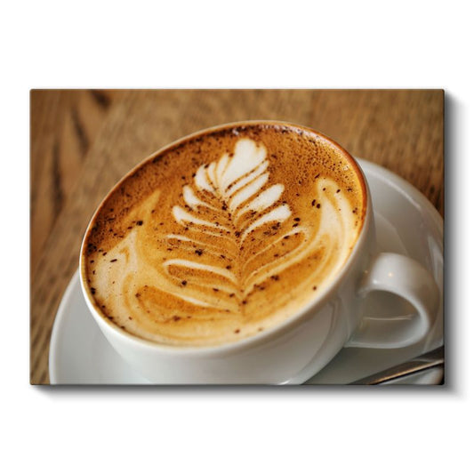 Latte Art - Yaprak Desenli Kahve Kanvas Tablo