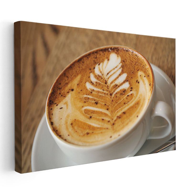 Latte Art - Yaprak Desenli Kahve Kanvas Tablo