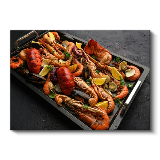 Deniz Mahsulleri Şöleni - Lüks Istakoz ve Karides Tabağı Kanvas Tablo