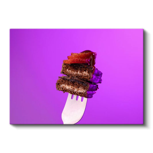 Çikolatalı Brownie - Çilekle Taçlandırılmış Tatlı Ziyafet Kanvas Tablo