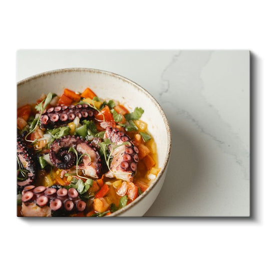 Ahtapot Çorbası - Renkli Sebzelerle Zenginleştirilmiş Deniz Lezzeti Kanvas Tablo
