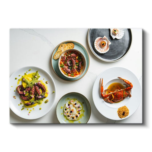 Deniz Ürünleri Şöleni - Gurme Sunum Tabakları Kanvas Tablo