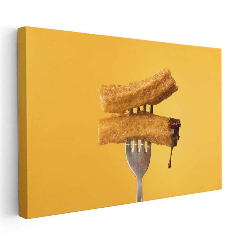 Çıtır Tatlı Çubukları - Çatal Üzerinde Akışkan Çikolata Kanvas Tablo