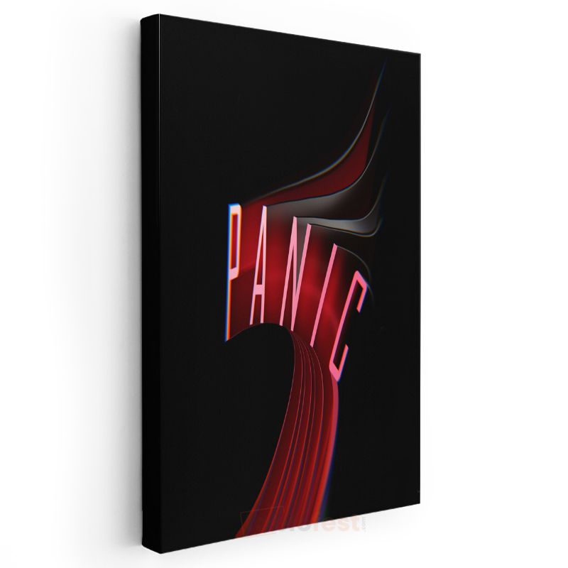 Panic - Neon Efektli Tipografi Kanvas Tablo