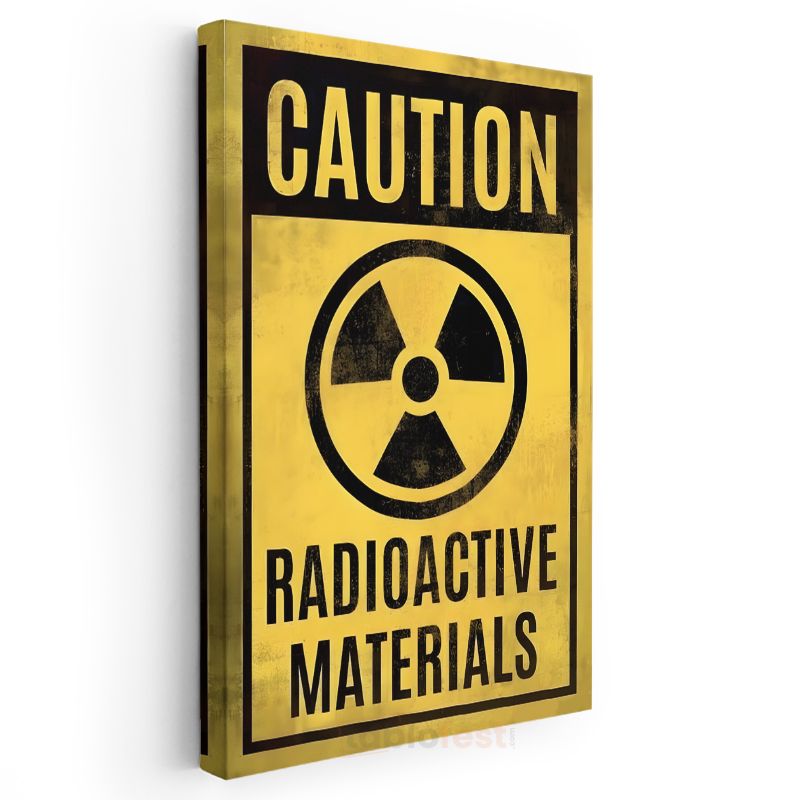 Caution Radioactive Materials - Vintage Uyarı İşareti Kanvas Tablo