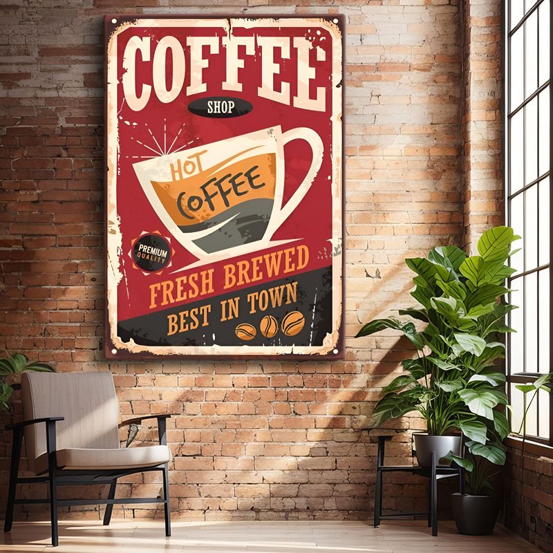Coffee Shop - Vintage Kahve Reklamı Kanvas Tablo